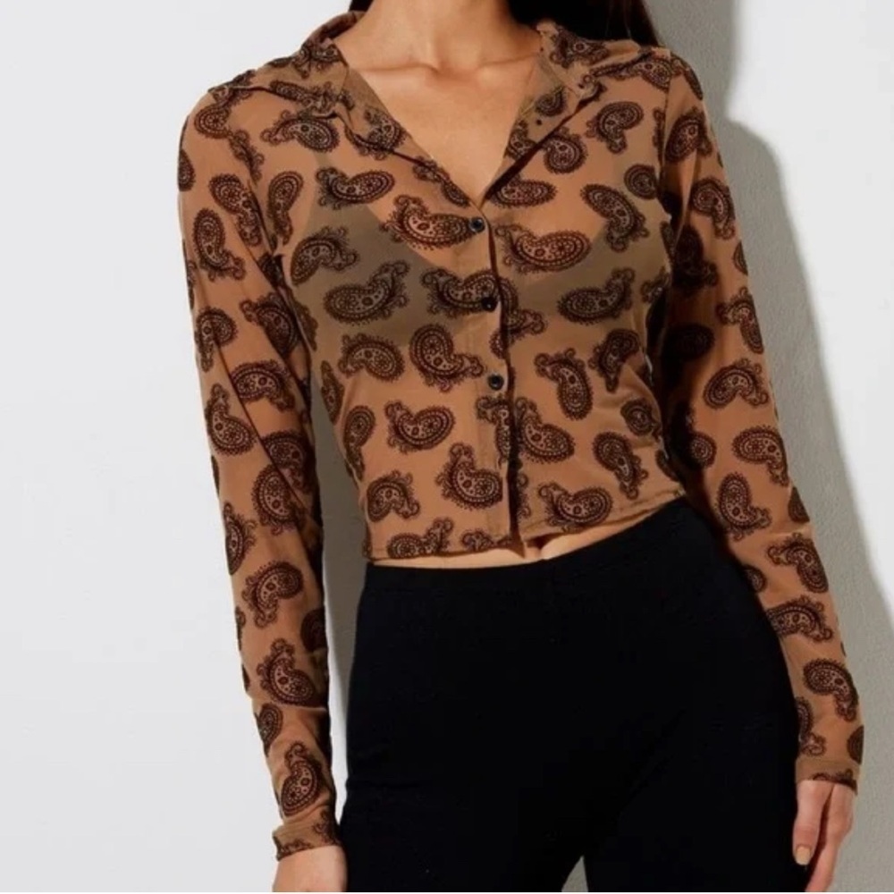 Motel Rocks Tan Paisley Button Down Shirt